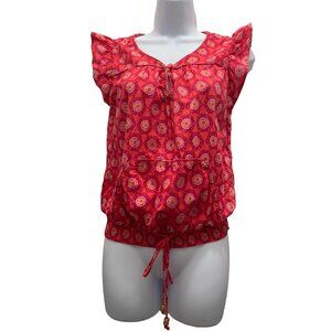 Vintage OP Ocean Pacific Womens Top M 90s Y2K Pink Floral Fairy Beachy Coquette